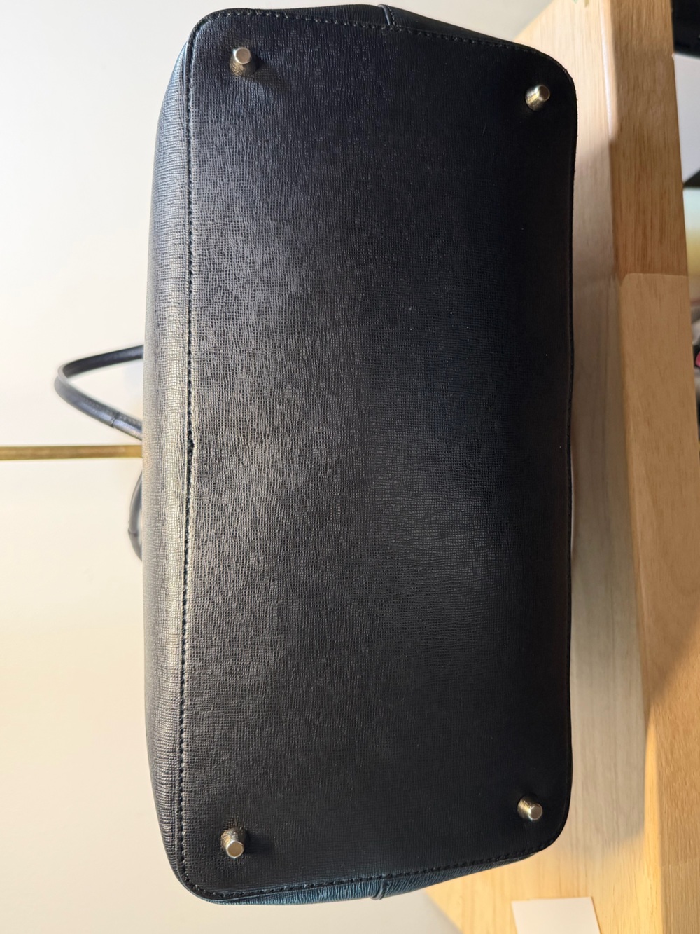 Furla Black Saffiano Zip Pouch with Gold Hardware EUC - Picture 7 of 9